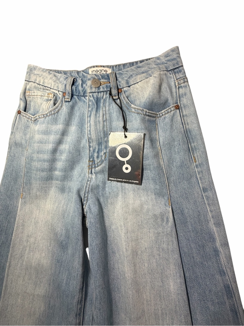 NWT Insane Gene High Rise Super Wide Leg Light Wash Womens Jeans Sz 24 - Picture 7 of 14